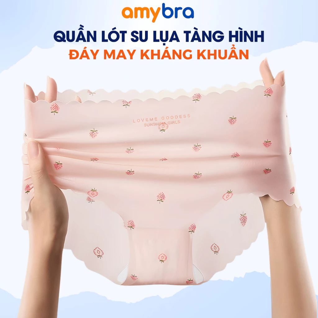 Quần Lót Nữ Su Thạch Tàng Hình In Hình Quả Dâu - Quần Chip Nữ Chất Siêu Mát, Mềm Mịn AMYBRA L1027