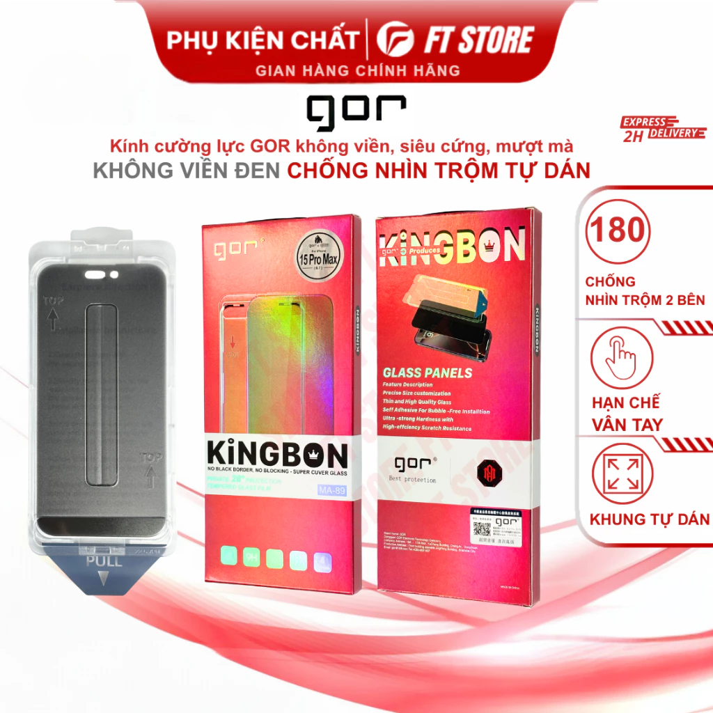 Kính cường lực Không Viền Đen Chống Nhìn Trộm Tự Dán GOR MA-89 dùng đến IP 17 PRM riêng tư, mượt mà