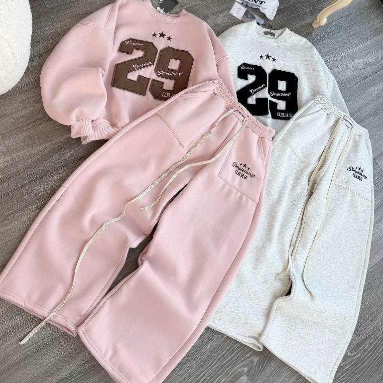 Sét bộ quần áo nỉ thêu 29 unisex đáp nổi - có lẻ áo lẻ quần phong cách trẻ trung By Genz
