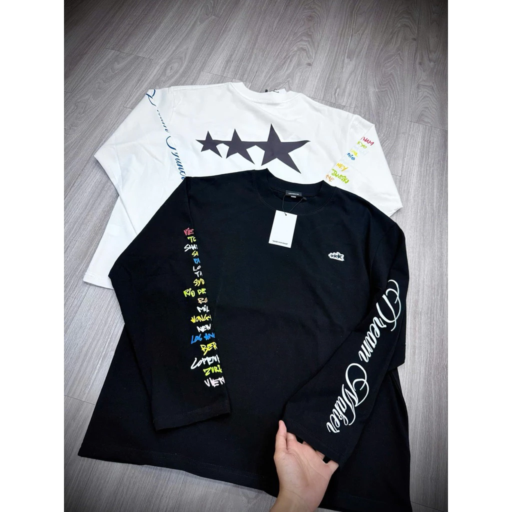 Áo Thun Tay Dài Star Ngôi Sao Mẫu Mới Form Rộng Nam Nữ Vải Cotton 100% Dày Dặn Không Xù Hàng Cao Cấp Loại 1