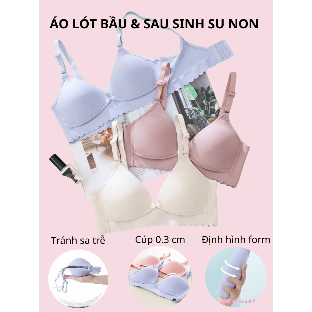 Áo lót bầu Mami chất liệu su non viền sóng mềm mại kèm khuy nối giúp nâng đỡ, chống chảy xệ cho mẹ bầu và cho bé bú