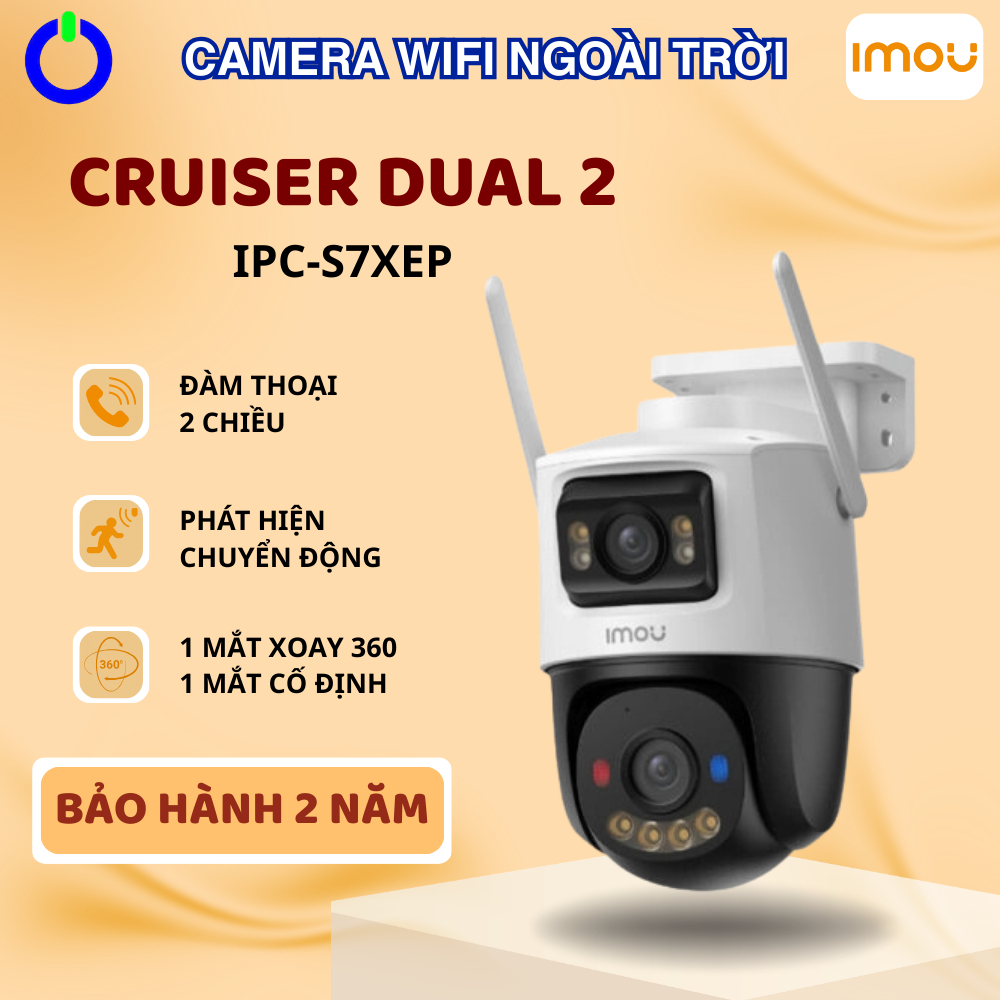 Camera Wifi Ngoài Trời IMOU CRUISER DUAL 2 S7XEP Ống Kính 2 Tầm Nhìn 360 Đàm…
