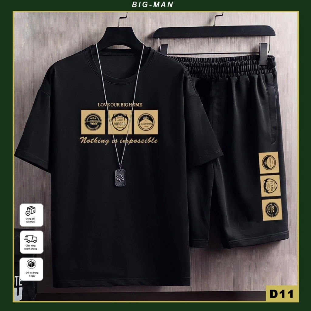 Quần áo thể thao nam nữ S&M Fashion 30-80kg- in hình 3 ô vuông co giãn 4 chiều thể thao năng động