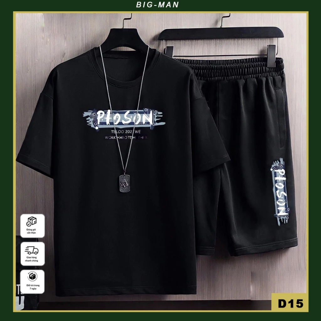 Quần áo thể thao nam nữ 30-80kg S&M Fashion - in hình chữ Ploson đen trắng phong cách cá tính chất co giãn 4 chiều D15