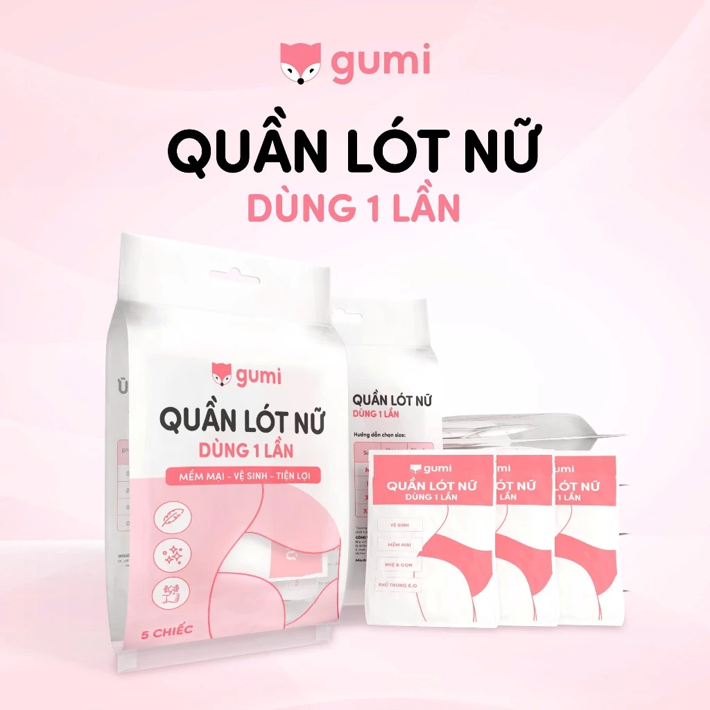 Set 5 Quần Lót Giấy Nữ Gumi – Dùng Một Lần, Tiện Lợi Cho Du Lịch & Mẹ Bầu