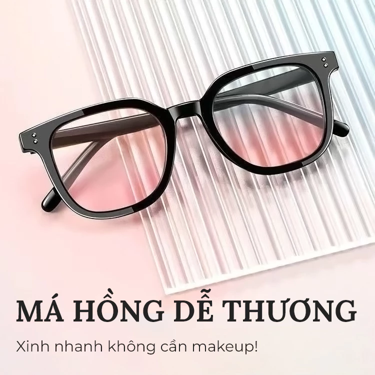 Kính mắt nữ nam,mắt kính râm mát không độ má hồng thời trang trẻ trung cá tính bảo vệ mắt chống tia UV 091