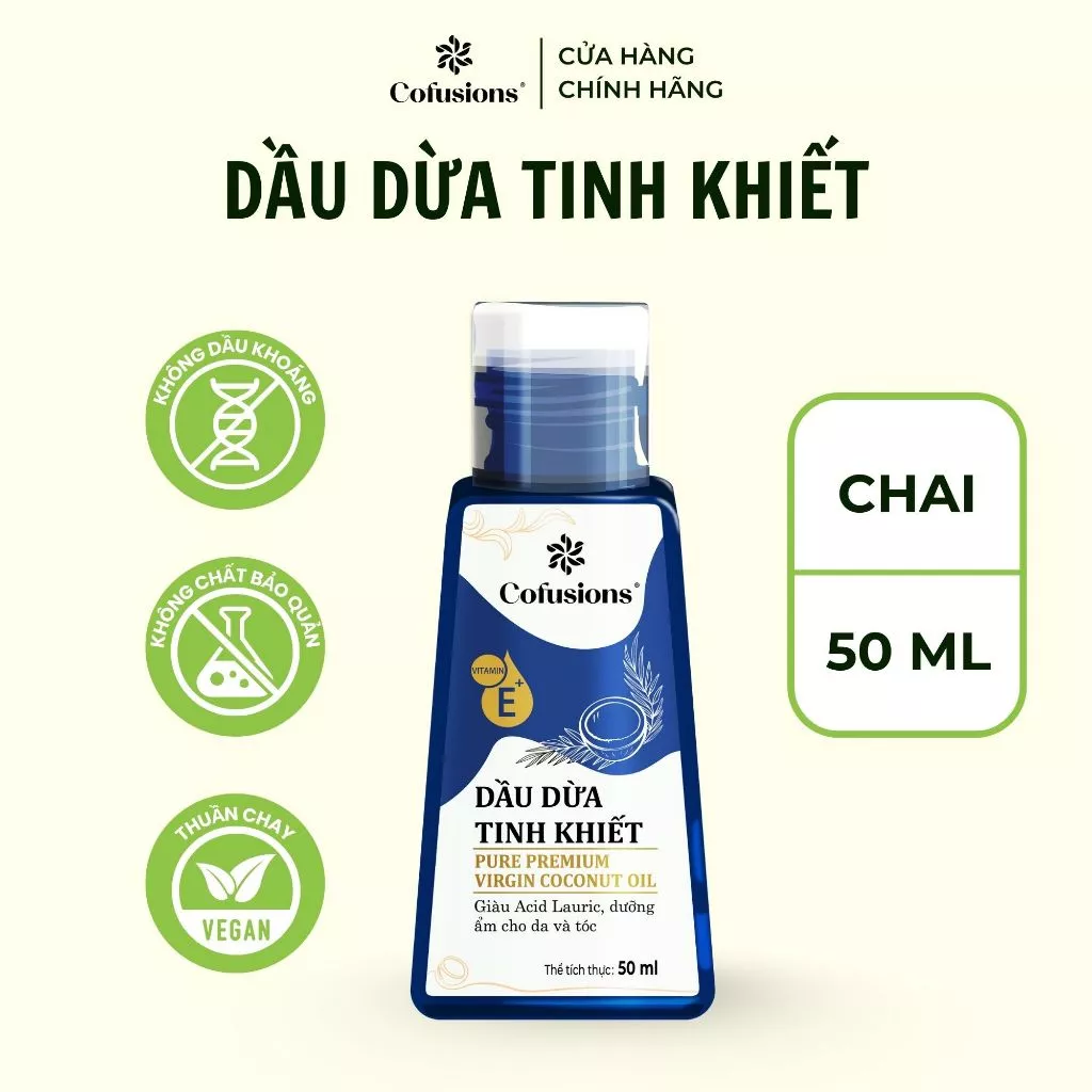 [NHÃN MỚI CFS] Dầu dừa tinh khiết mỹ phẩm Cofusions - Chai 50ml - Coconut Oil