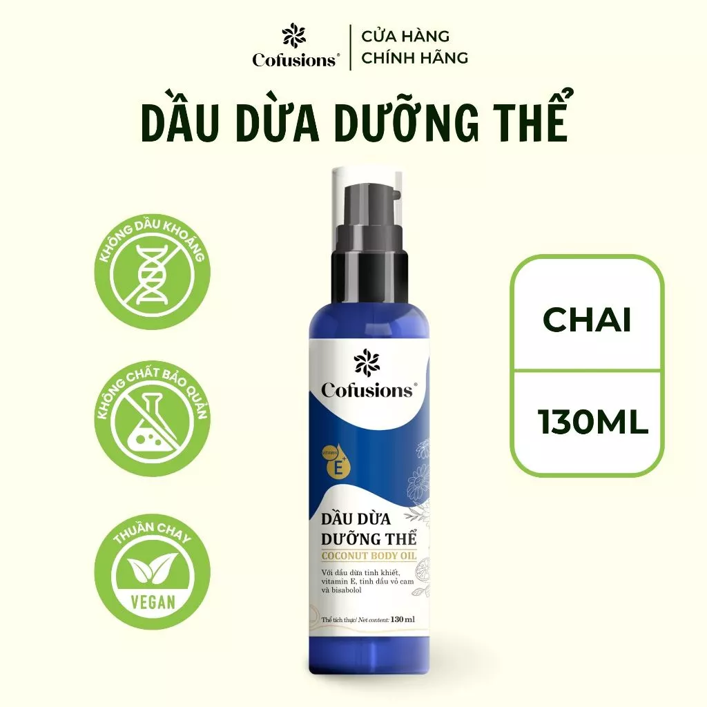 [NHÃN MỚI CFS] Dầu dừa dưỡng thể Cofusions 130ml - Coconut Body oil