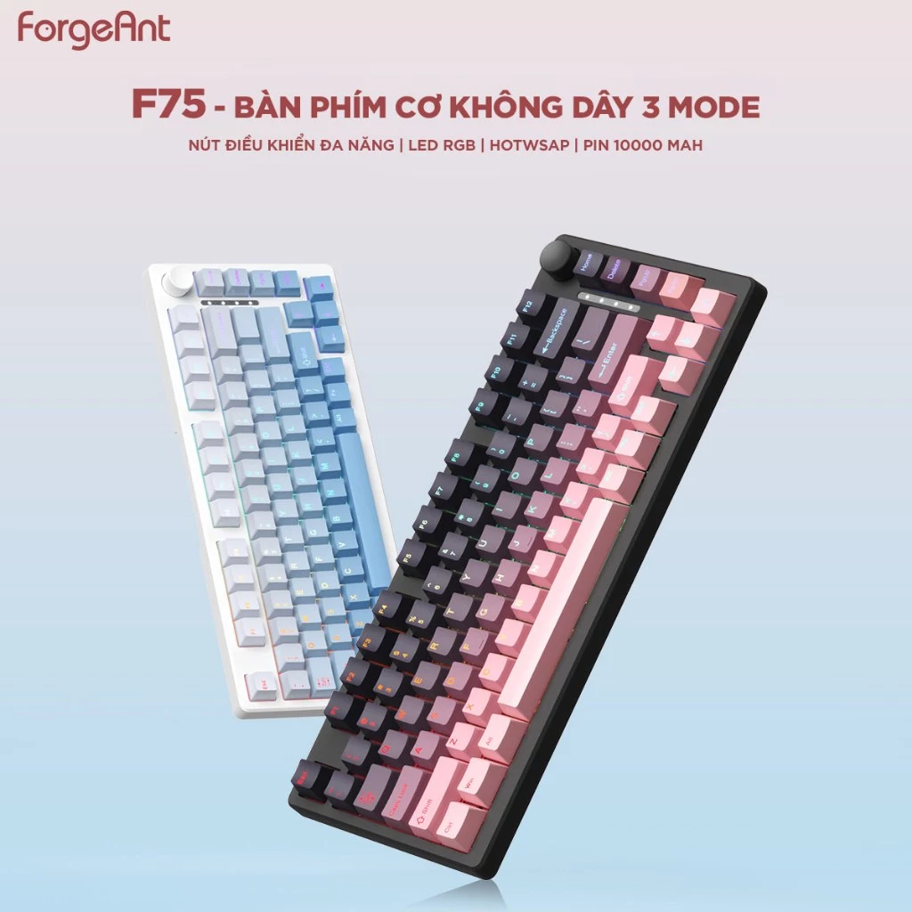 Bàn phím cơ ONIKUMA không dây k81pro LED RGB HOTSWAP Có dây/ không dây 2.4G/Bluetooth Kết nối PC/iPad Có APP tùy chỉnh