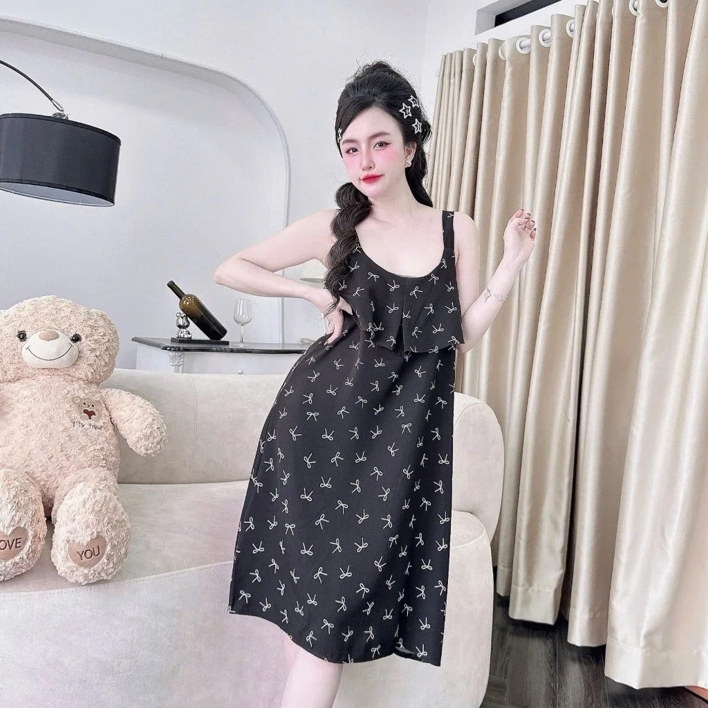 BÈO LÁ 2 - [ 40 - 75kg] Váy Ngủ Lụa 100D Mềm Hai Dây - Hoa Nhí Dễ Thương - Mát Mẻ Thoải Mái Mùa Hè- BALII