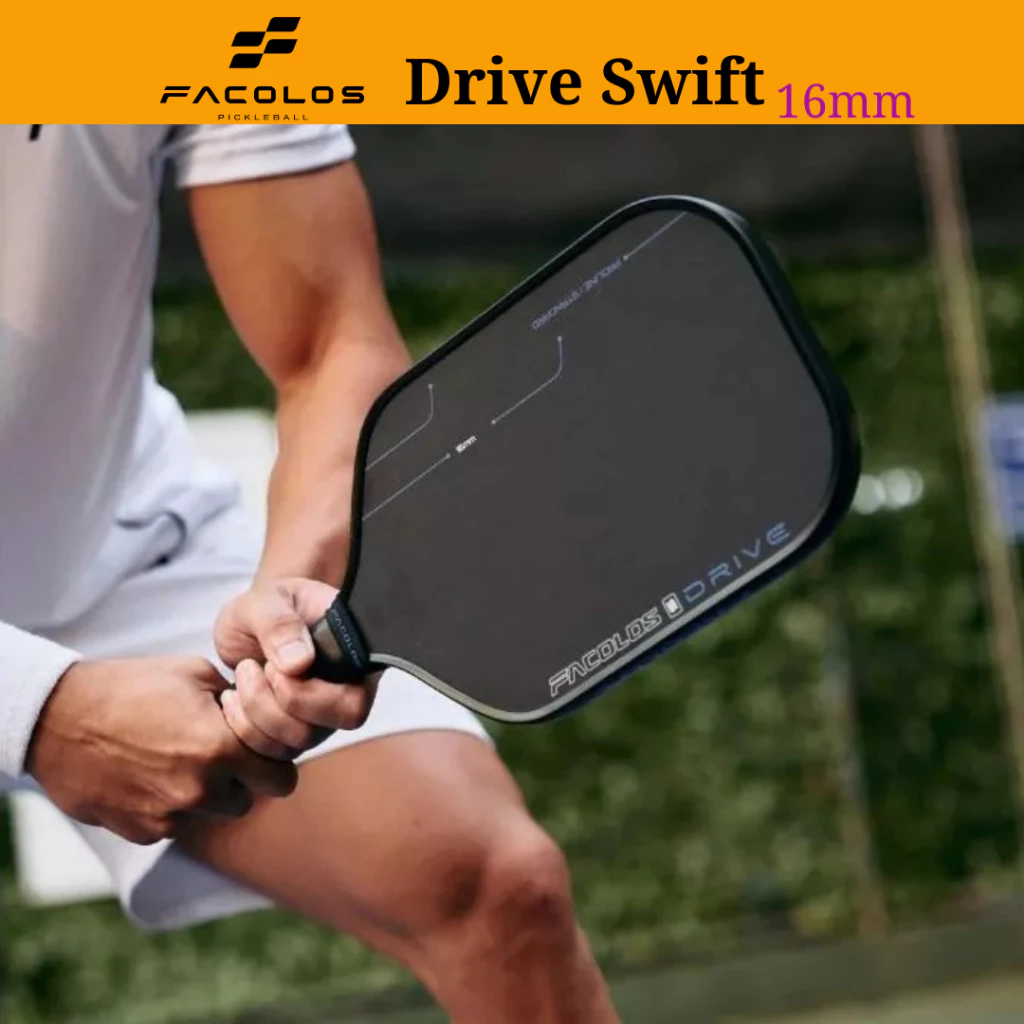 Vợt Pickleball Facolos Drive Swift 16mm x3 lớp Carbon Toray T700 cho độ đàn hồi tốt kiểm soát bóng.
