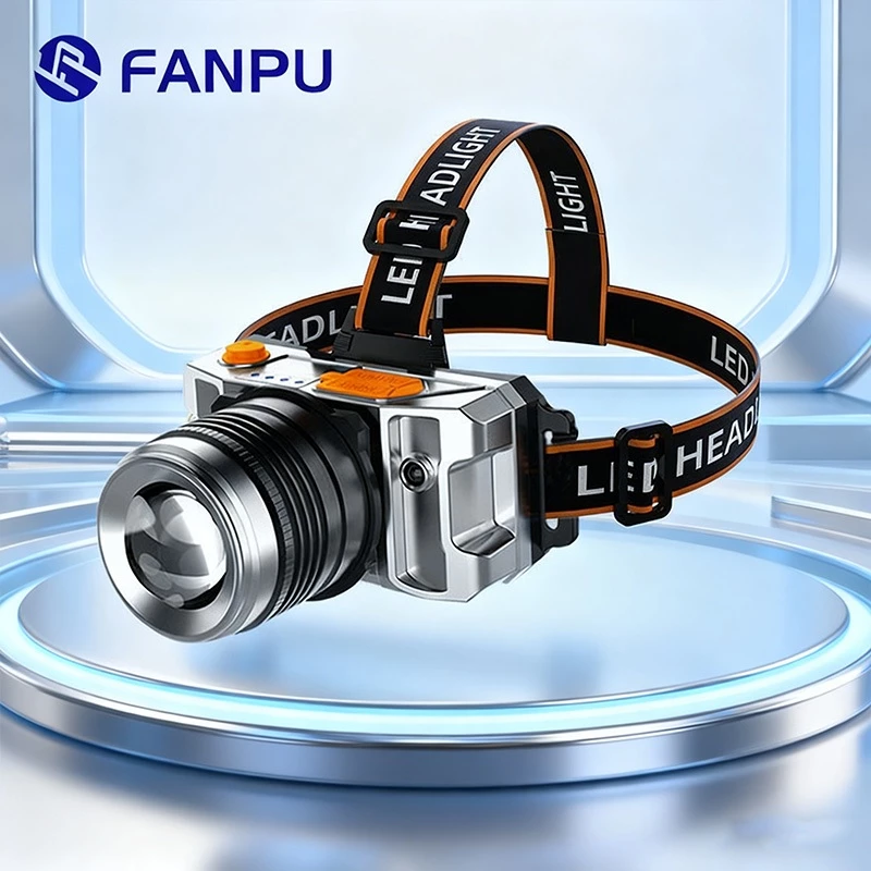 Đèn Led Siêu Sáng Đội Đầu Kiểu Máy Ảnh, Cảm Biến, Thu Phóng Tiêu Cự, Kháng Nước, Đa Năng