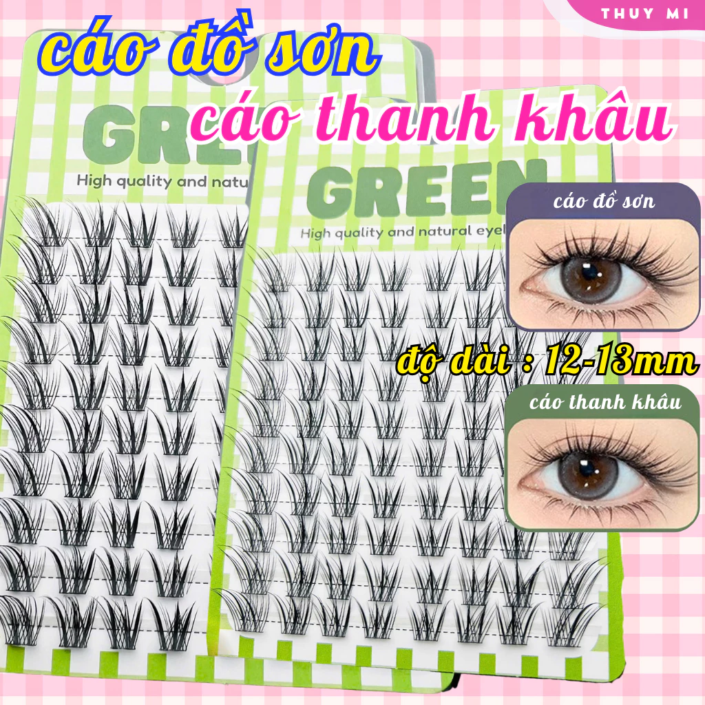 Mi Giả Cụm Cáo Hồ Ly Đồ Sơn , Cáo Thanh Khâu 10 Hàng K09 K10 Độ Dài 11-16mm GREEN Thủy Mi