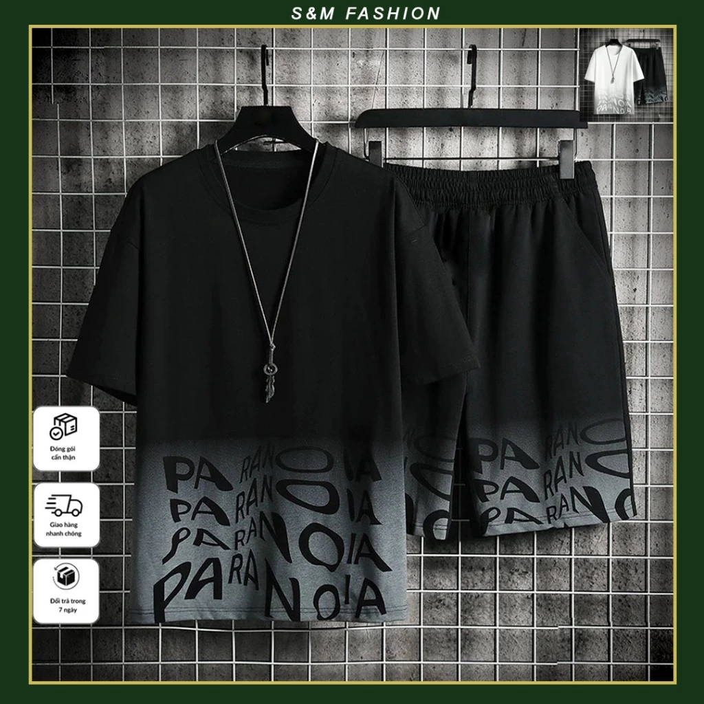 Bộ quần áo thể thao nam nữ 30-90kg S&M Fashion - in hình Parano năng động đi chơi chạy bộ đá bóng thấm hút mồ hôi