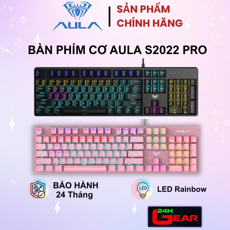 Bàn phím cơ gaming AULA S2022 Pro (Blue /Red switch, LED Rainbow) Chính Hãng