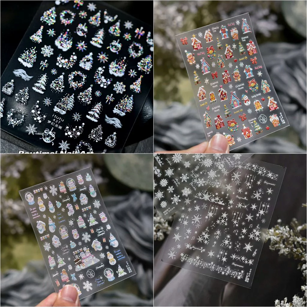 Sticker Ông Già Noel,sticker noel, Bông Tuyết Mẫu Mới- Trang Trí Móng Nail Nghệ Thuật Mùa Giáng Sinh 2026