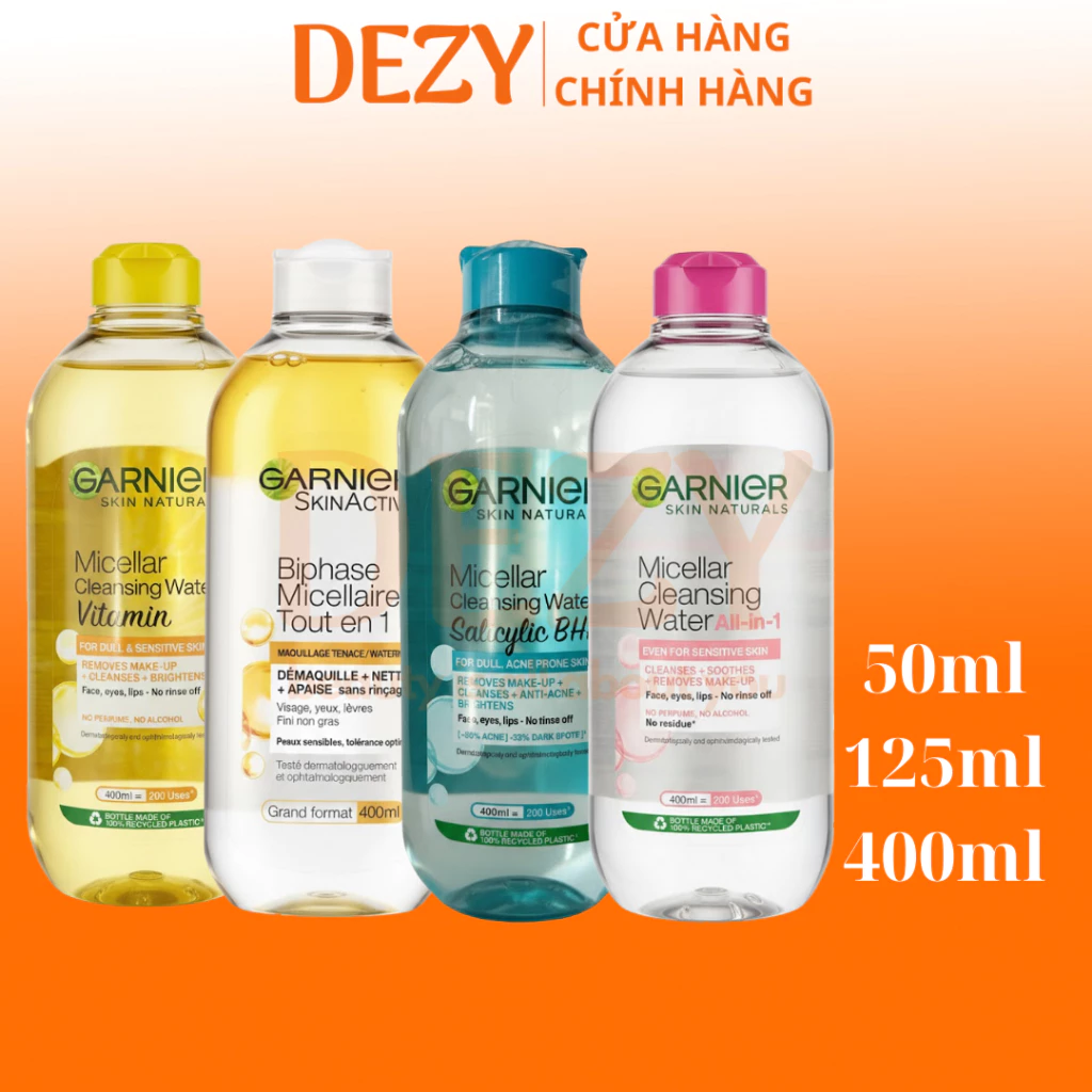 Nước Tẩy Trang Garnier Micellar Water Sạch Sâu Lớp Trang Điểm Cho Da Dầu Mụn - Dưỡng Ẩm Trắng Da Vitamin C Skincare Dezy