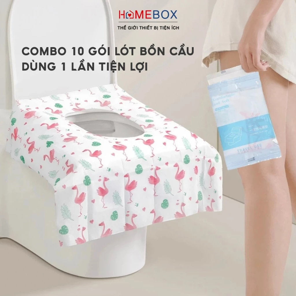 COMBO 10 Miếng Giấy Lót Bồn Cầu Tự Phân Hủy Chống Thấm Nước, Lót Toilet Đảm Bảo An Toàn Vệ Sinh