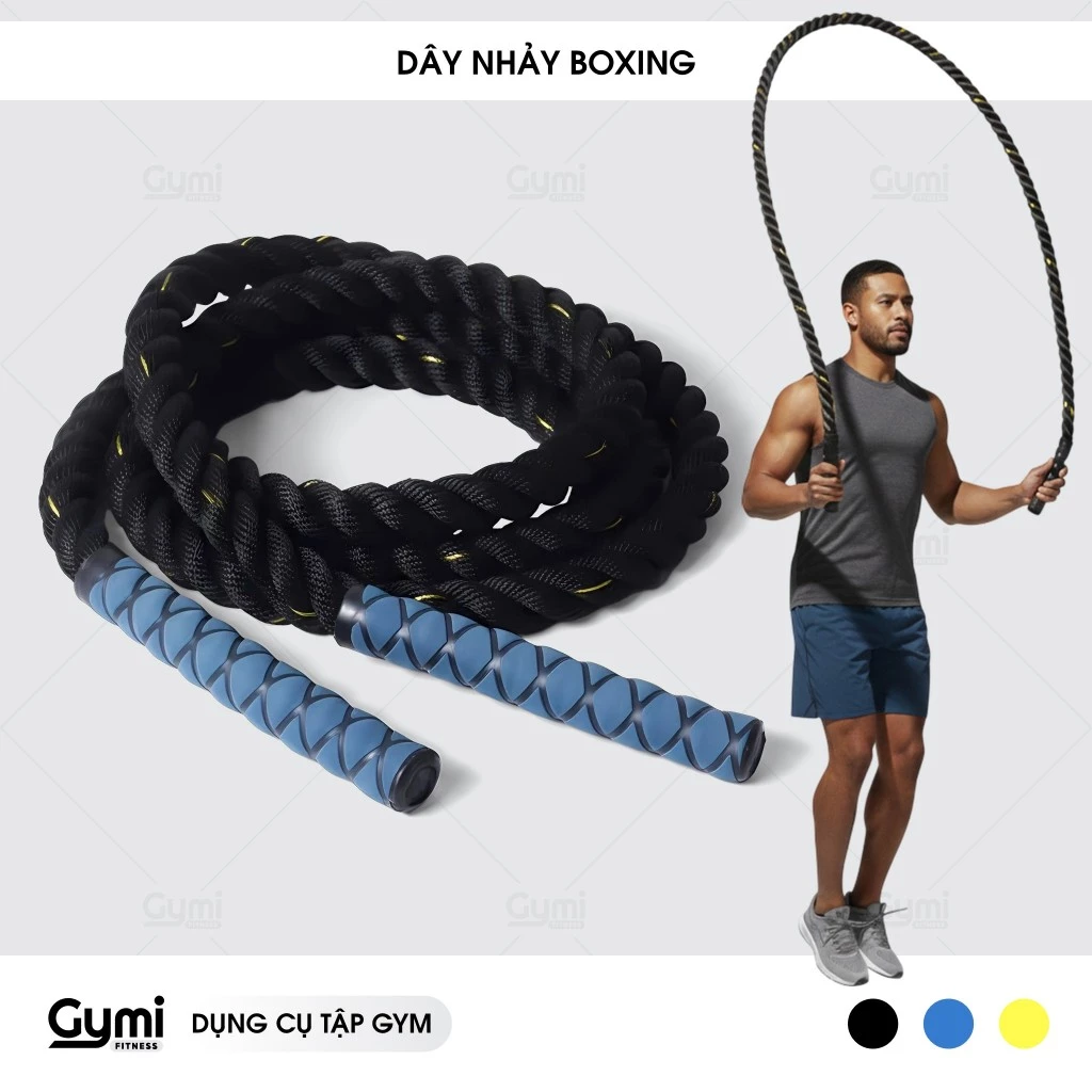Dây Nhảy Boxing Gym - Tập Thể Lực Nặng 1.2kg, Dài 2m8 - Dây Nhảy Tăng Cơ, HIIT, Cardio - DN09