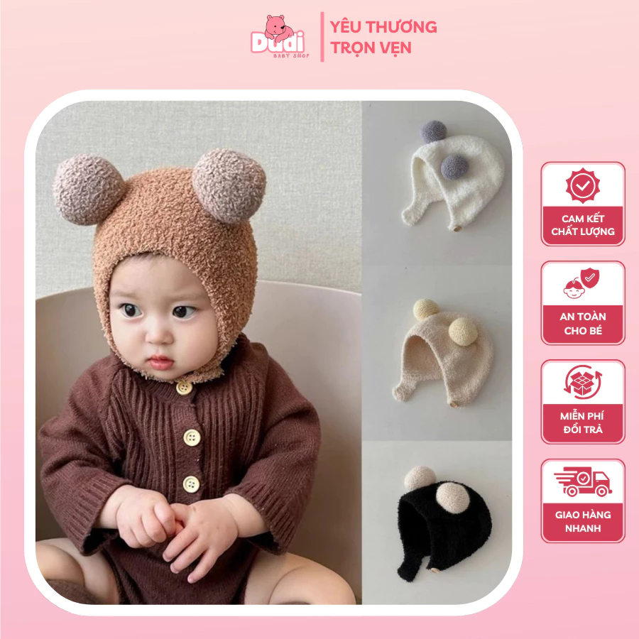 [6-24 THÁNG TUỔI] Mũ len chụp tai cho bé, thời trang, ấm áp và chống lạnh, mũ trùm đầu mềm mại và ấm áp - M23