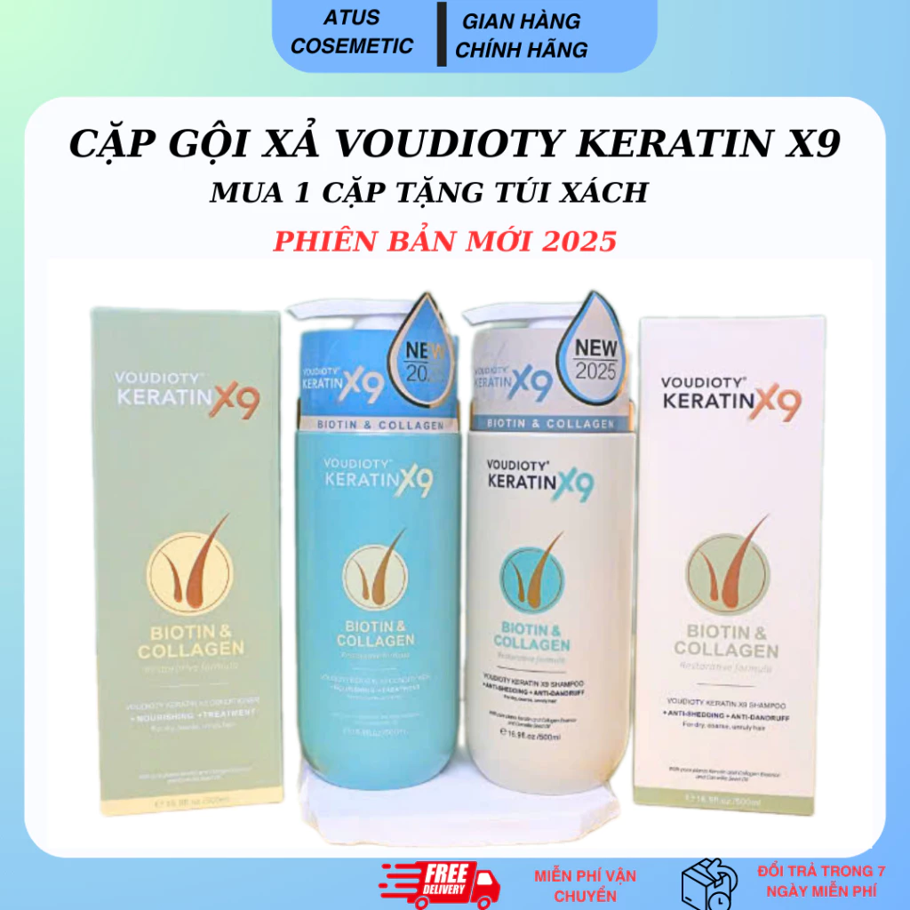 Cặp dầu gội dầu xả Keratin X9 phục hồi tóc hư tổn chai 500ml và 1000ml hàng chuẩn