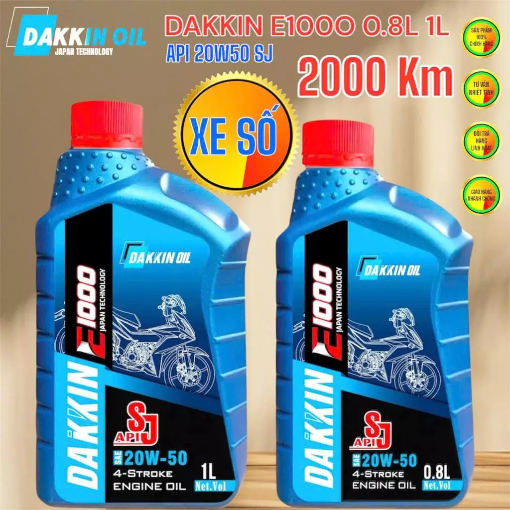 DẦU NHỚT DAKKIN E1000 XE SỐ 20W50 SJ đang được đối chiếu cho người mua tại Việt Nam