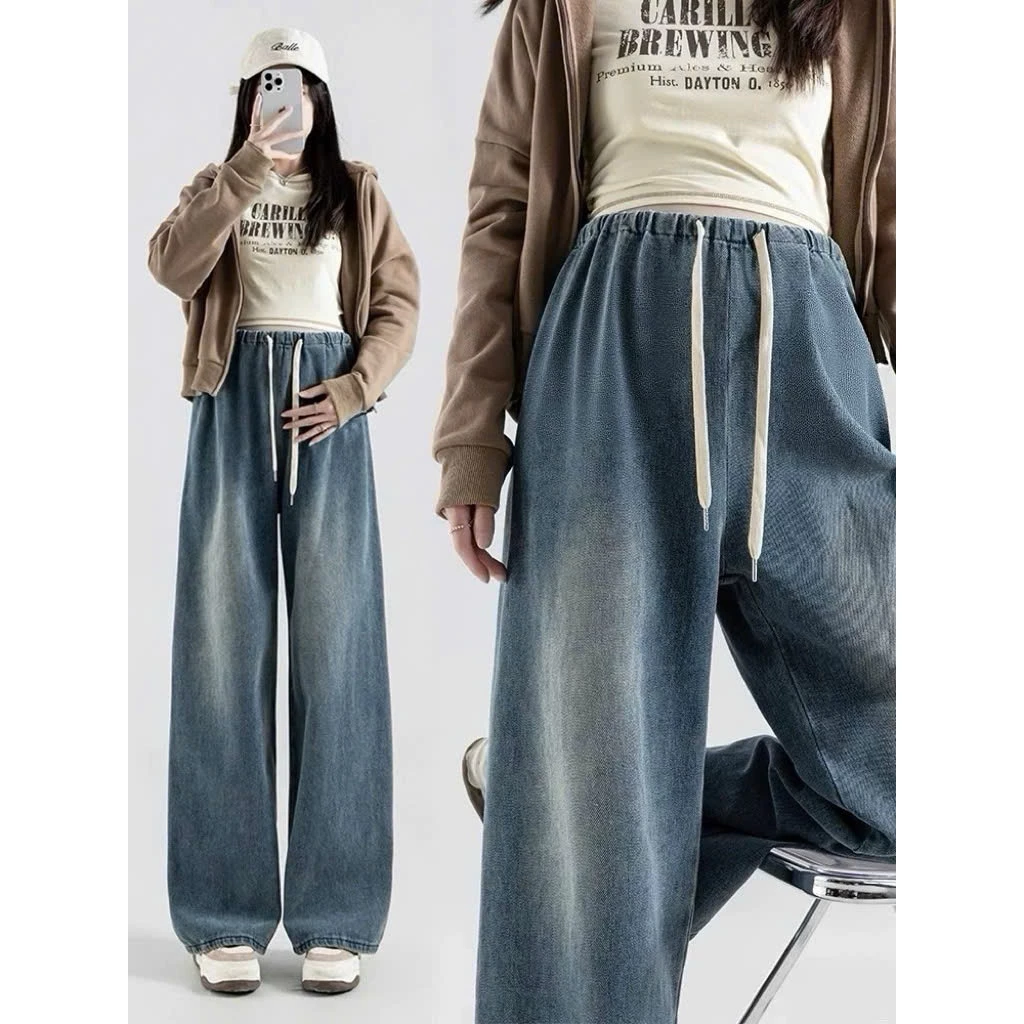 Quần jeans bầu quần bầu ống suông Mami quần bầu ống suông trẻ trung chất liệu jeans mềm dày dặn có dây chỉnh bụng bầu