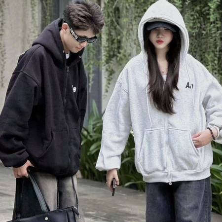 Áo khoác zipBOXY AA RACING LOGO HOODIE ZIP thêu dây kéo2 đầu chất nỉ cua siêu dày cao cấpUNISEX