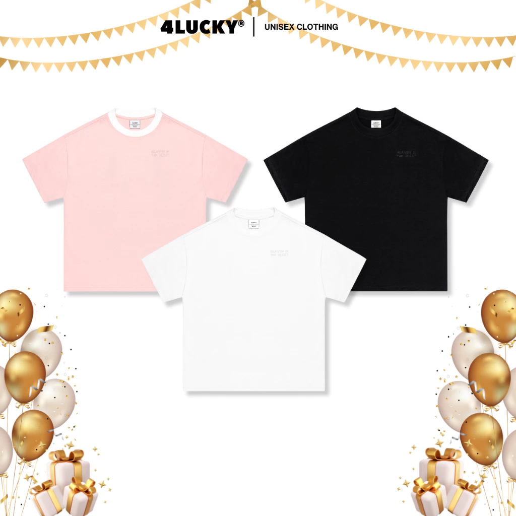 Áo Thun BOXY Thêu Nổi Heaven In The Heart 6408, Áo Thun Nam Nữ Chất Cotton Co Giãn Thoáng Mát Unisex Basic