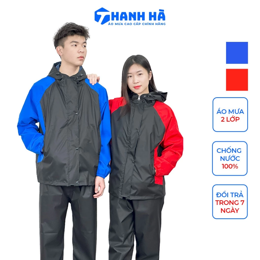 Áo mưa bộ nam nữ 2 lớp cao cấp, chống thấm nước, chắn gió, áo mưa đa năng Áo Mưa Thanh Hà