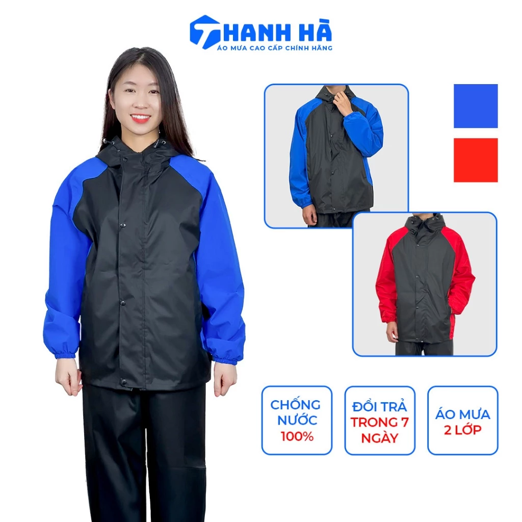 Áo mưa bộ nam nữ 2 lớp cao cấp, chống thấm nước, chắn gió, Áo Mưa Thanh Hà
