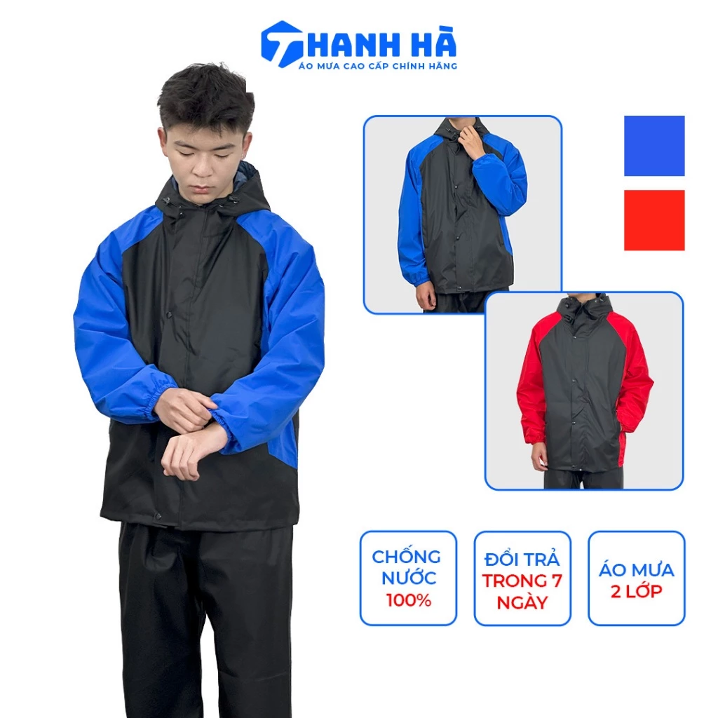 [ Bán Lẻ ] Bộ quần áo mưa 2 lớp cao cấp nam nữ, chống thấm nước, chắn gió, áo mưa thanh hà
