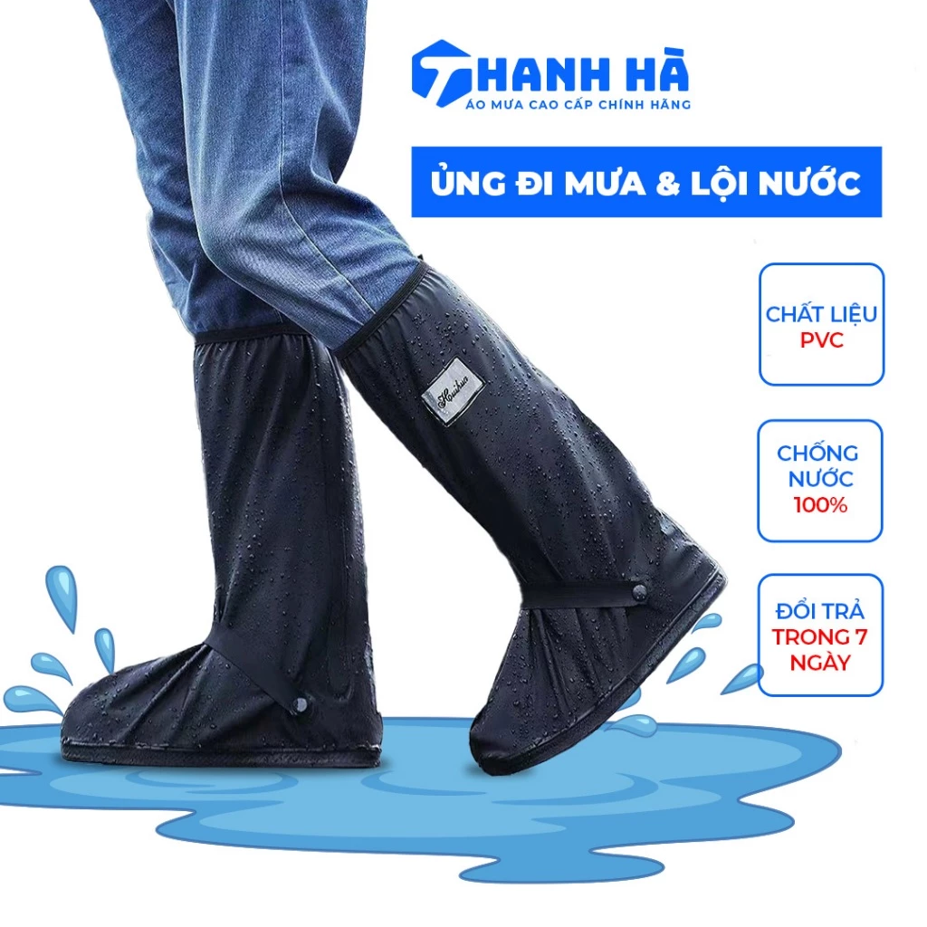Ủng đi mưa, ủng lội nước, ủng bọc giày, chống thấm nước chất liệu nhựa PVC, Áo Mưa Thanh Hà