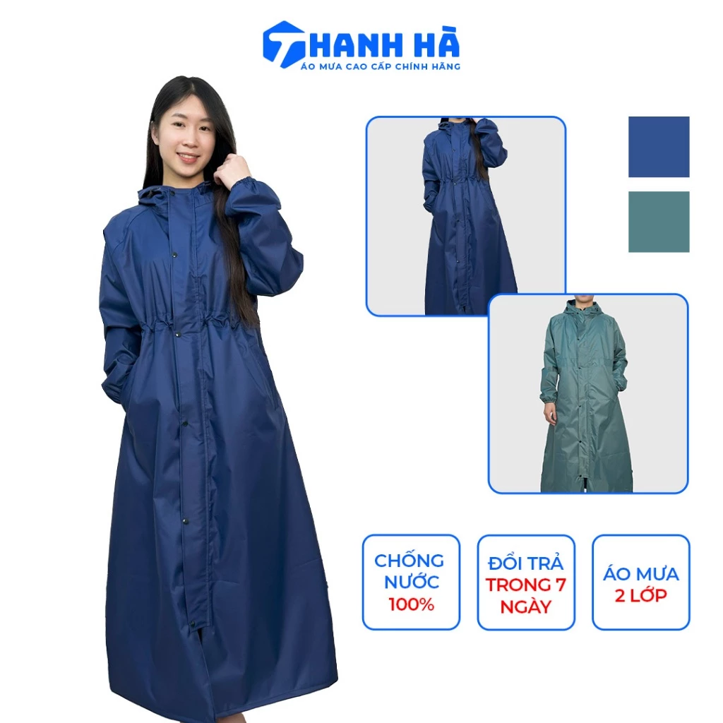 Áo mưa măng tô 2 lớp cao cấp nam nữ, chống thấm nước, chắn gió, Áo Mưa Thanh Hà