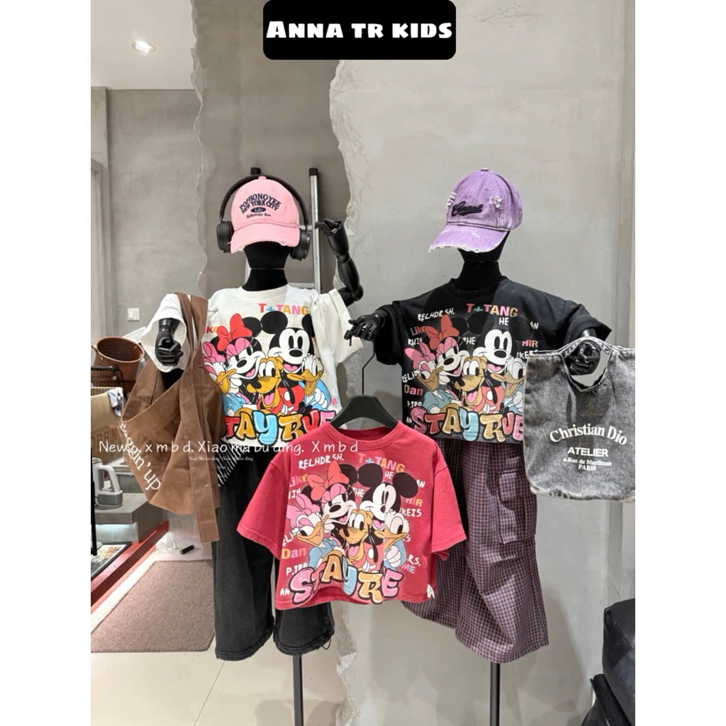 ( Ảnh Thật ) 50332 Áo phông In hình Mickey STAYRVE Phía trước Bé Gái Quảng Châu cao cấp