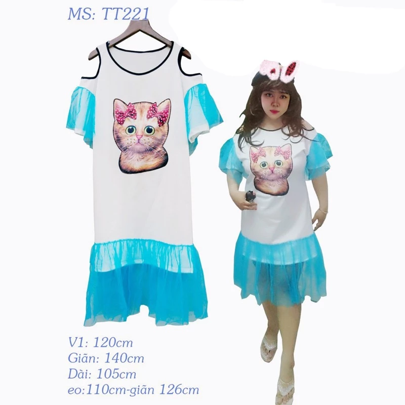 đầm bigsize [ hình mèo phối voan]
