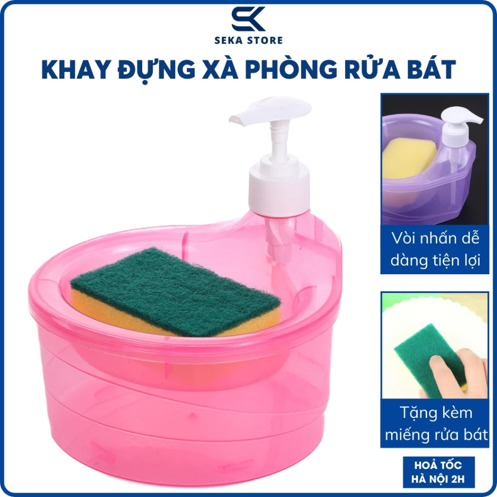 Khay Đựng Xà Phòng Rửa Chén Bát Tặng Kèm Miếng Rửa Bát