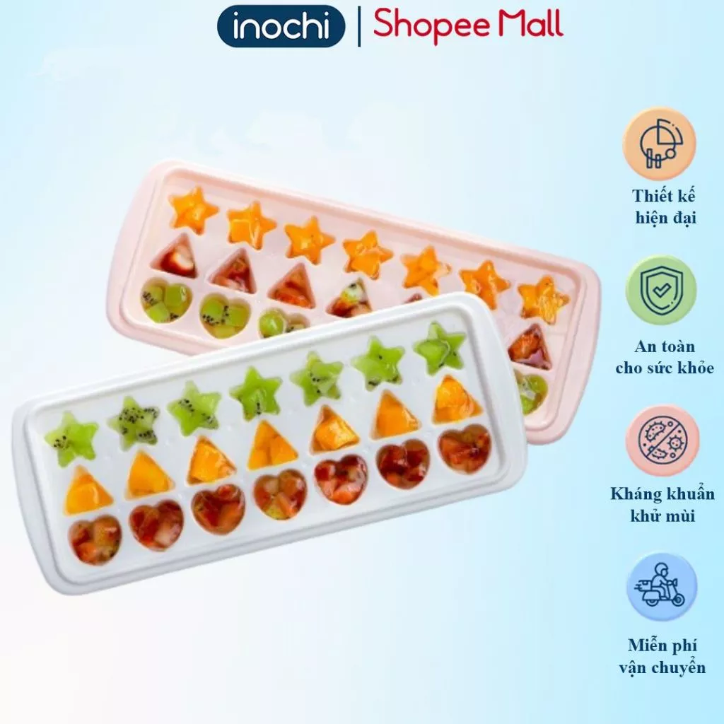 Khay làm đá viên ĐƠN Inochi Kari Nhật Bản, không nắp, không hộp, nhiều hình dạng, không BPA.