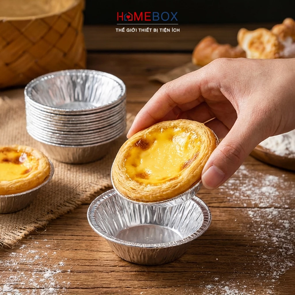 COMBO 50 Khuôn Giấy Bạc Làm Bánh Lá Nhôm Nguyên Chất An Toàn, Khay Bạc Nướng Hàu Bánh Trứng Tart