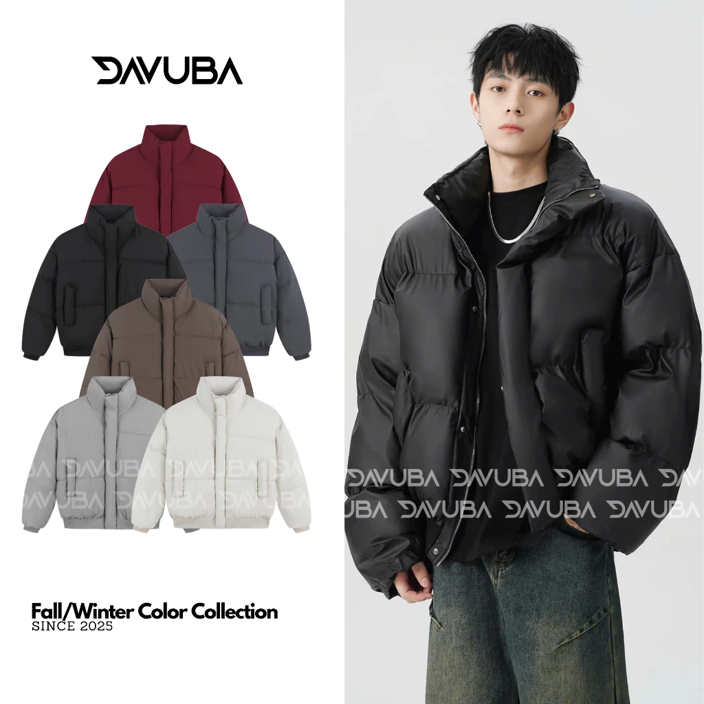 DAVUBA I Áo Phao Boxy (Ver2) Dày Dặn Tay Dài Cổ Cao Nam Nữ SM162