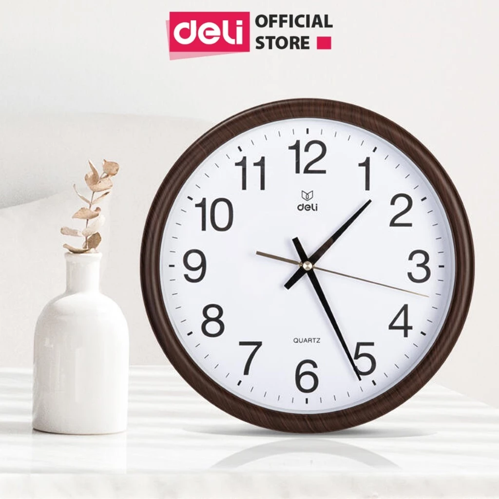 Đồng Hồ Treo Tường Deli Decor Phòng Khách Phòng Ngủ Kim Trôi Yên Tĩnh Thiết Kế Tinh Tế, Sang Trọng Tặng Kèm Pin Móc Treo