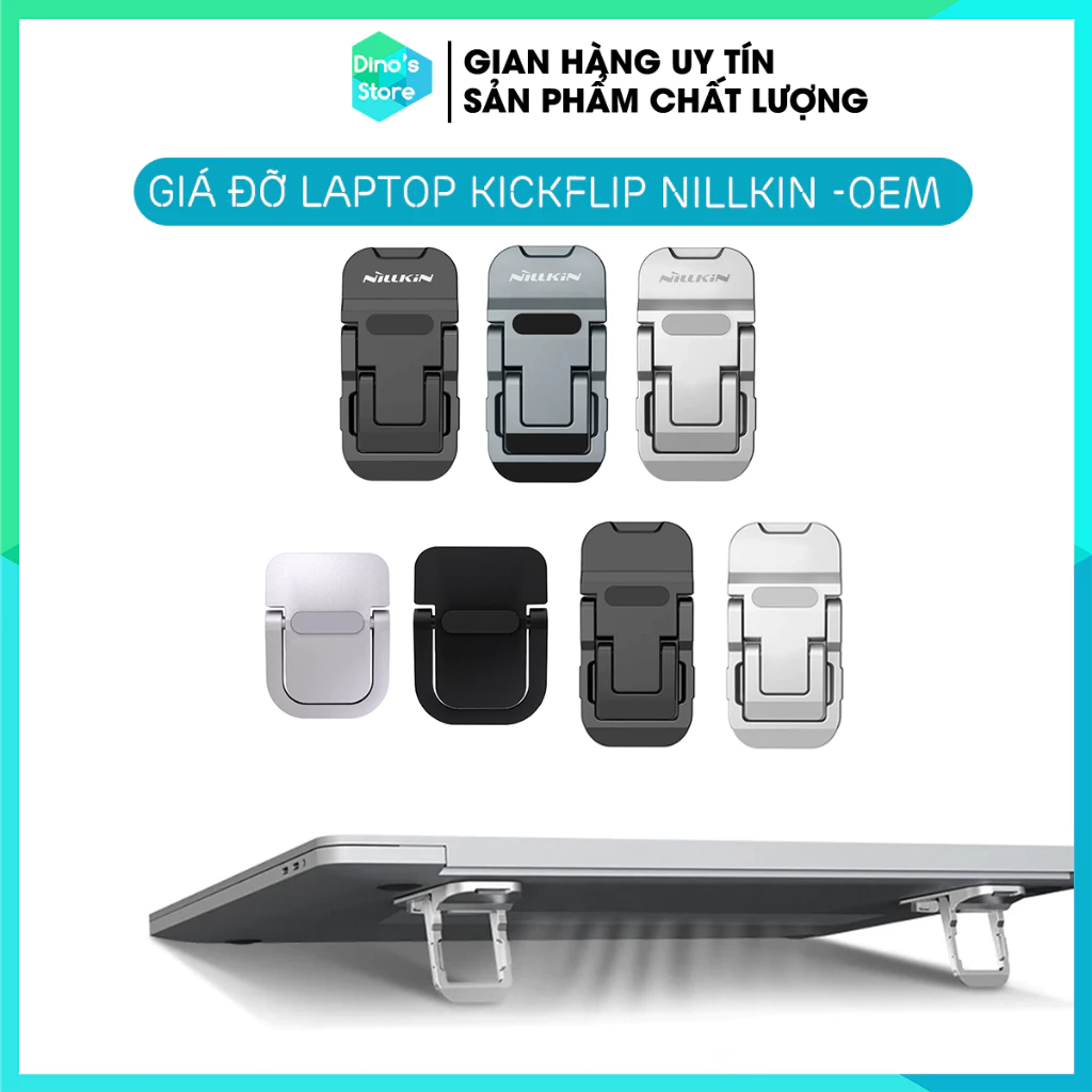 Giá đỡ laptop di động siêu mỏng dạng kickflip Nillkin và OEM  đế tản nhiệt cho Laptop, kê laptop Macbook Dinostore
