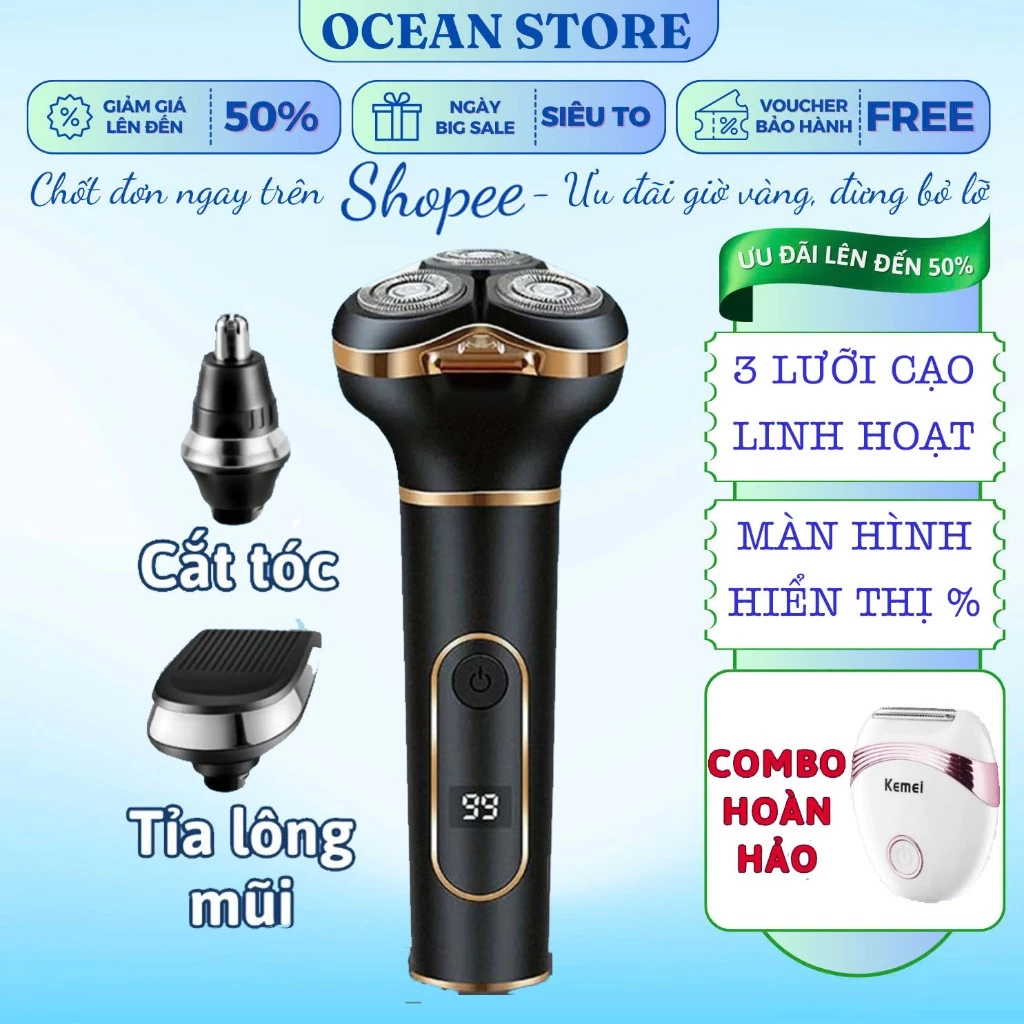 Máy Cạo Râu SJ-318 Đa Năng, Máy Cạo Râu Cao Cấp, Máy Cạo Râu Khô Chống Thấm Nước Tiện Dụng Cho Nam