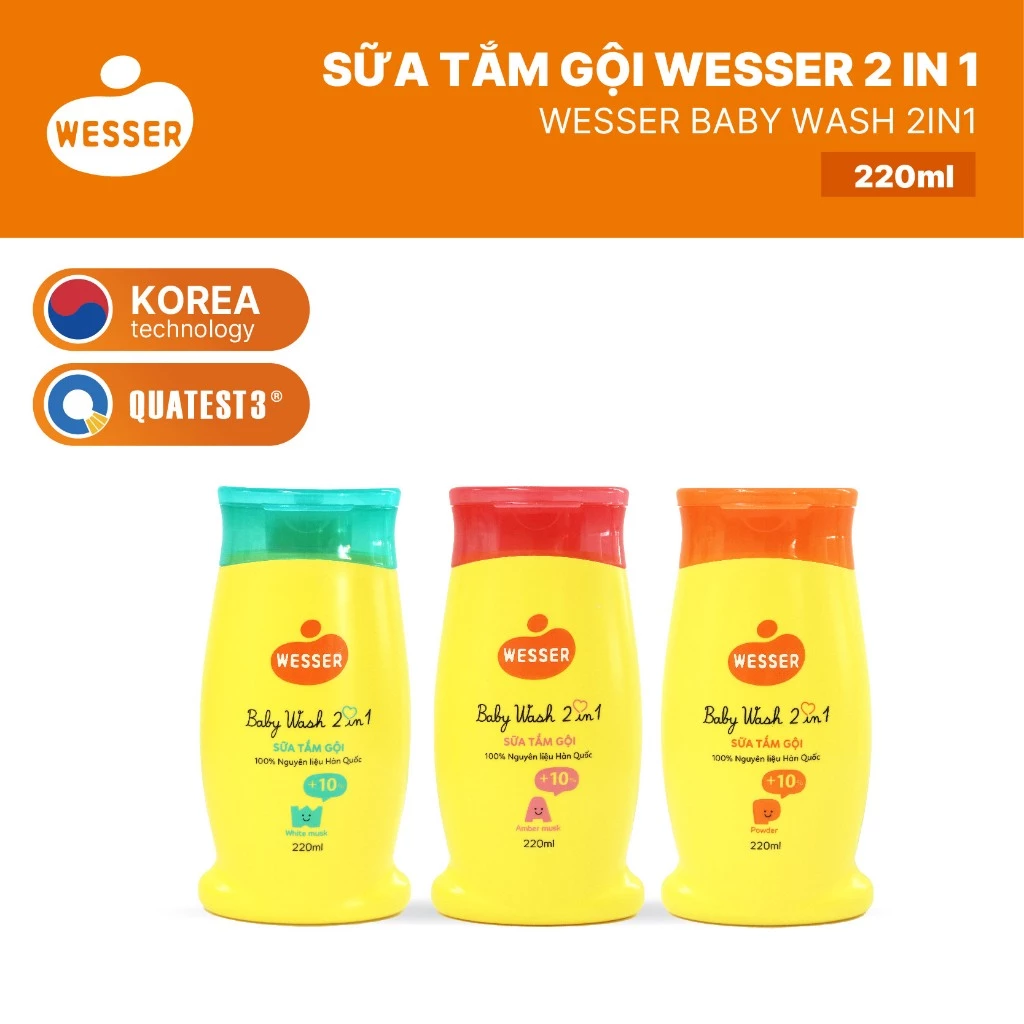 Sữa tắm gội WESSER 2 in 1 220ml [BAO BÌ MỚI]