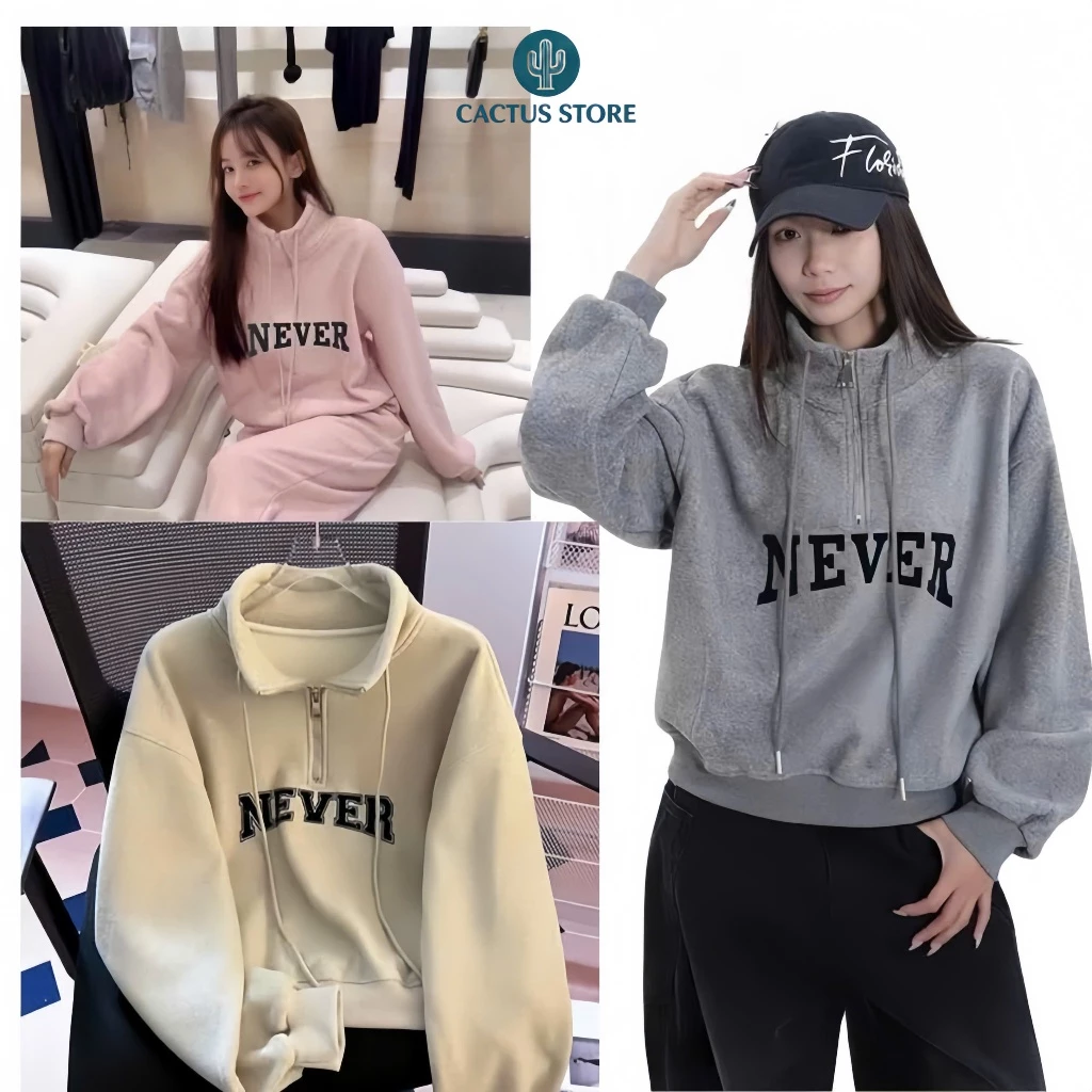 (DEAL MỞ BÁN) Áo nỉ 2 da unisex, áo sweater có cổ khoá phong cách cá tính mùa thu đông, áo nỉ thu đông