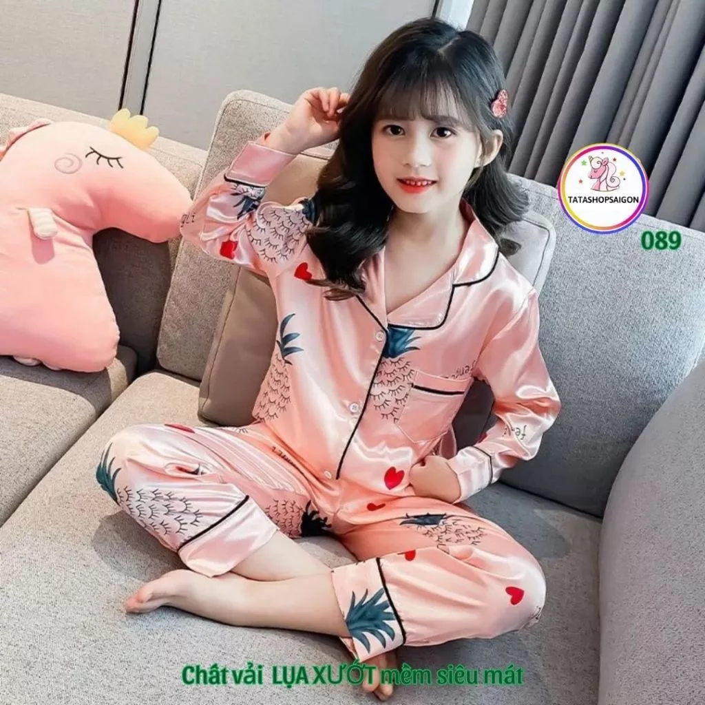 11 đến 50kg - Bộ ngủ Pijama bé trai bé gái tphcm Bộ pyama dài tay cho bé trai bé gái size đại vải lụa 16T
