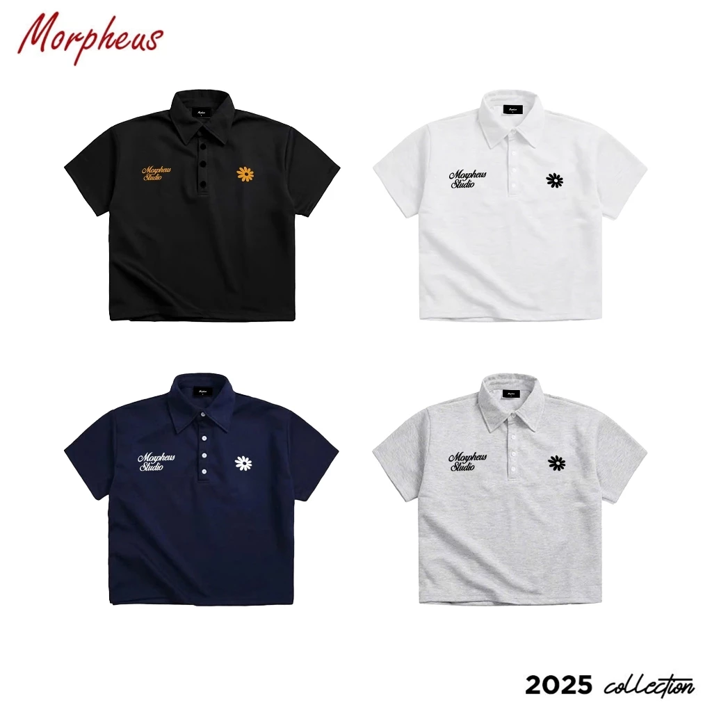 Áo Thun Polo Thêu Hoa Cúc Morpheus vải thun cotton dày dặn, form rộng boxy nam và nữ, thun cotton 260gsm