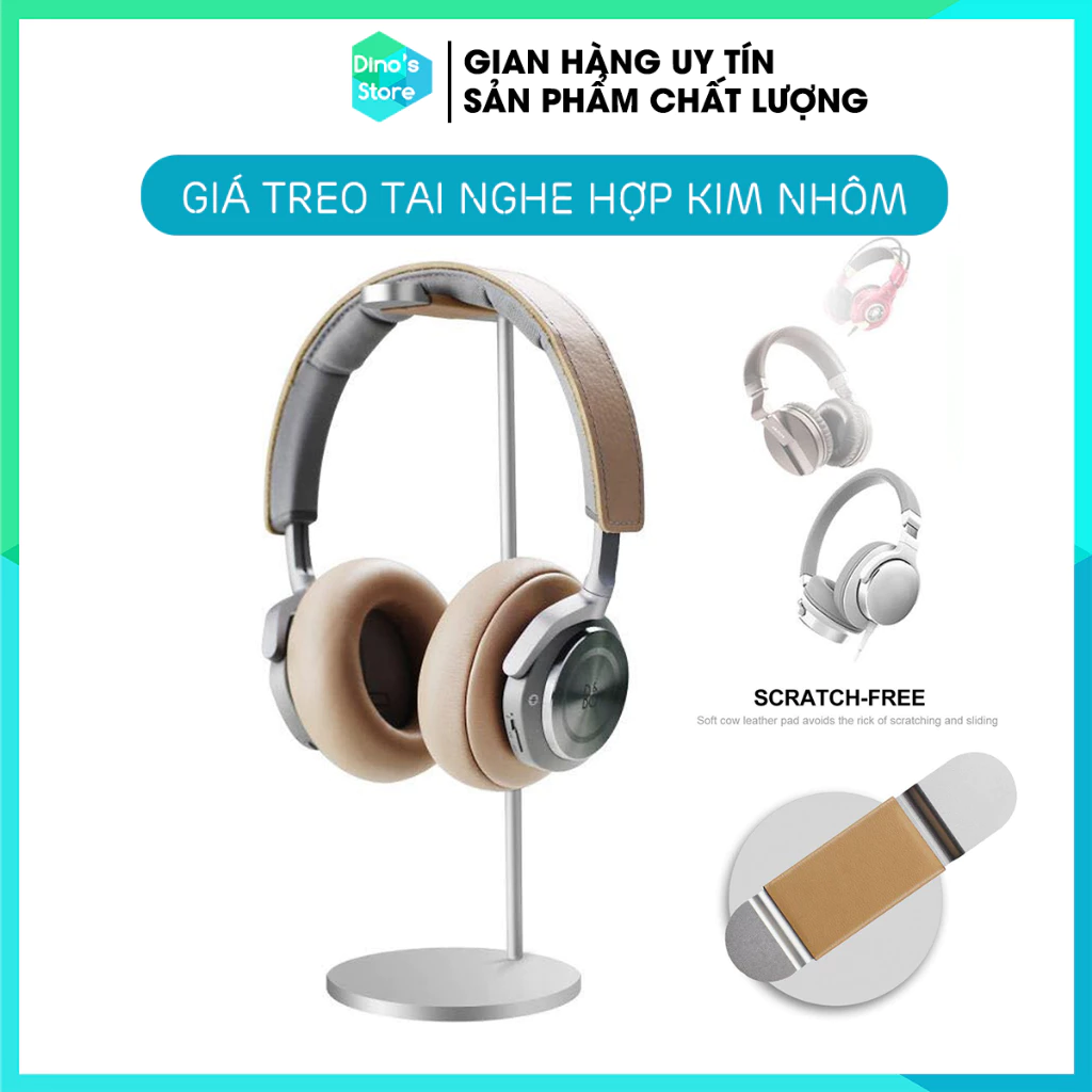 Giá treo tai nghe chất liệu nhôm nguyên khối có đệm da - Aluminium Headphone Stand - Giá đỡ tai nghe