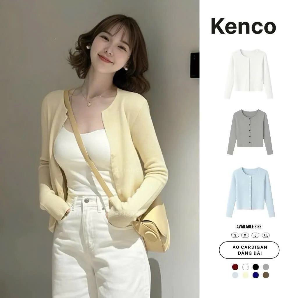 (MỞ BÁN) Áo Khoác  Cardigan Nữ Dáng Dài Có Cúc Basic Thanh Lịch KENCO M5091