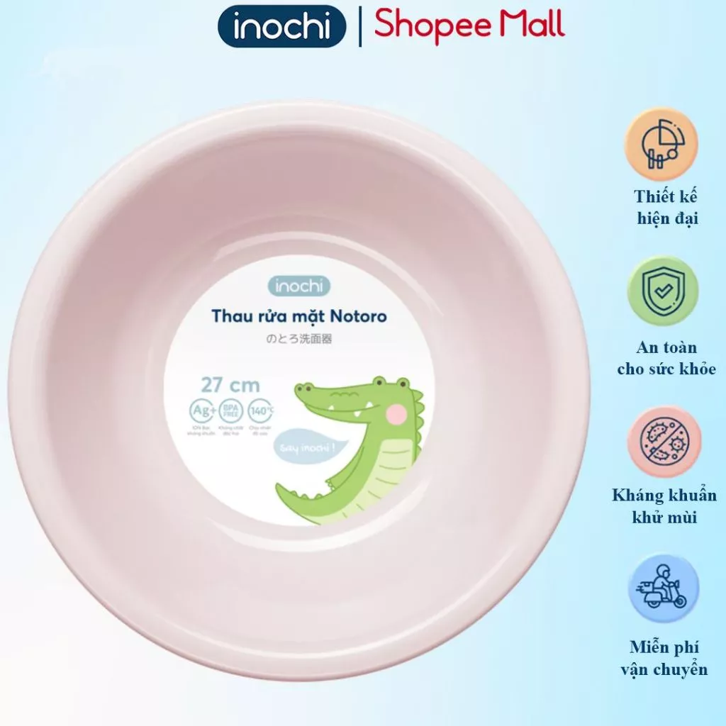 Thau rửa mặt cho em bé sơ sinh size nhỏ, cao cấp Inochi Notoro Nhật Bản cho phòng tắm, không BPA.